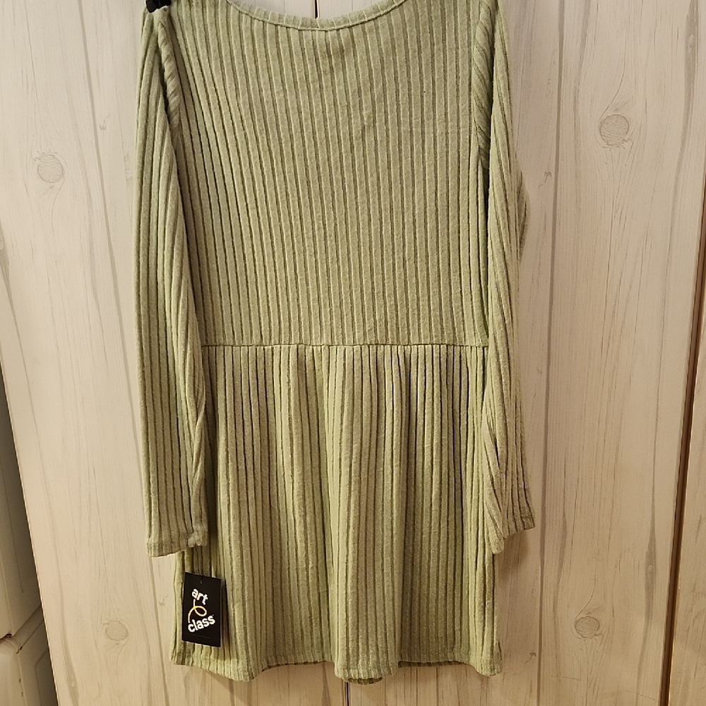 Art Class Olive Ribbed Button-Up Dress - Picture 8 of 8